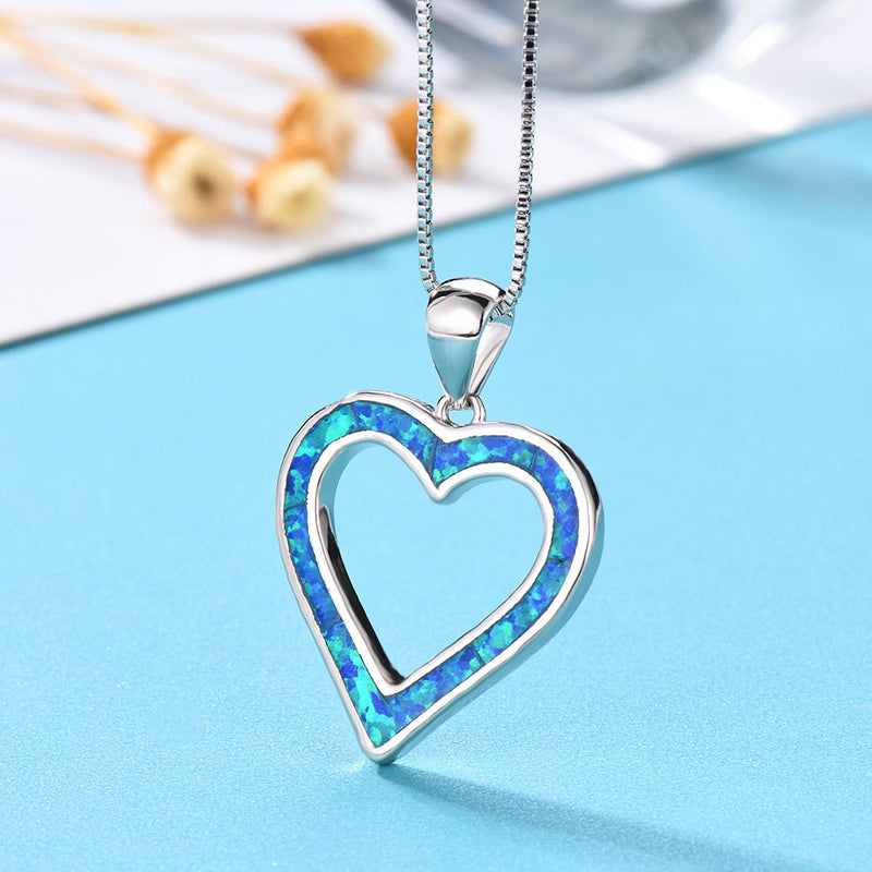 Blue Opal Heart Necklace