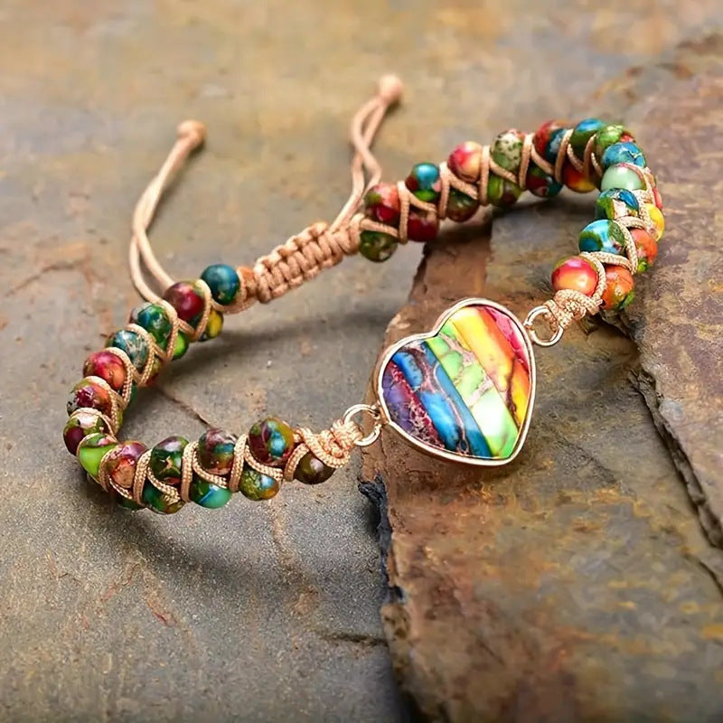 Bohemian Rainbow Heart Bracelet