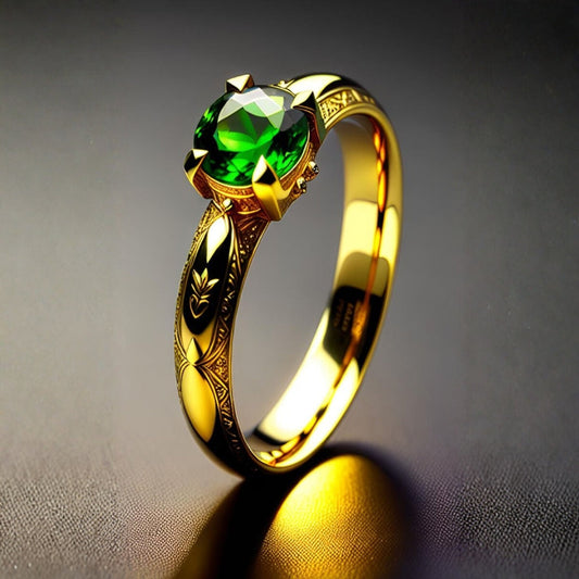 Exotic Green Crystal Gold Ring