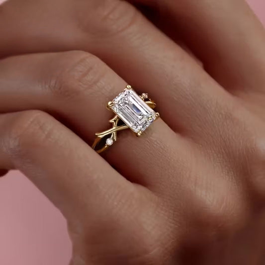 Vintage Rectangular Crystalline Gold Ring