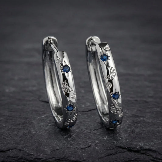 Celestial Sapphire Hoop Earrings