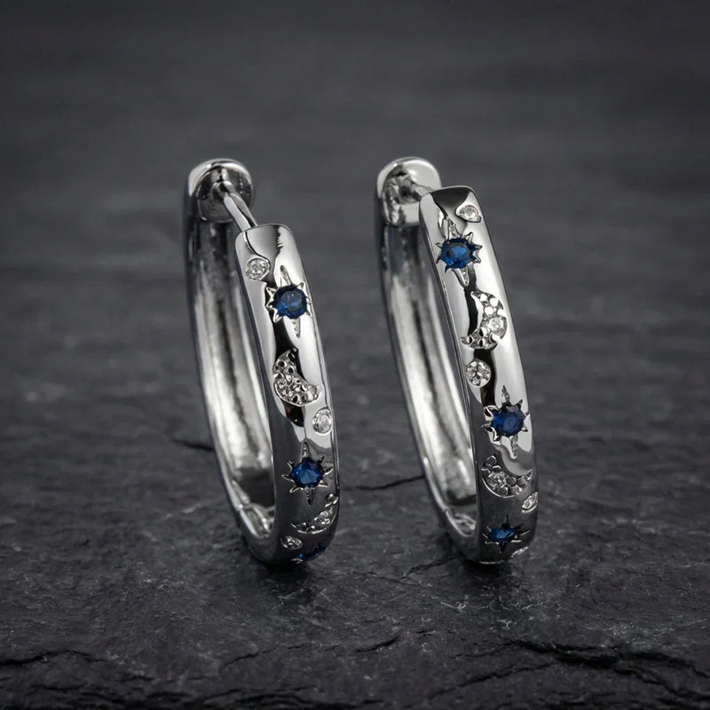 Celestial Sapphire Hoop Earrings
