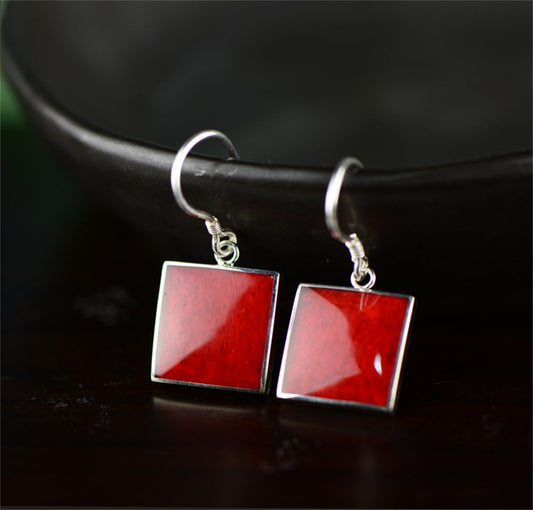 Classic Red Square Earrings