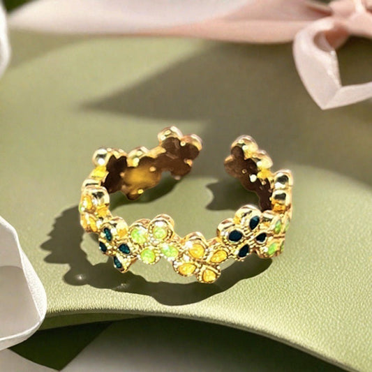Colorful Crystal Cuff Ring
