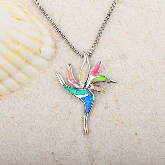Colorful Opal Hummingbird Necklace