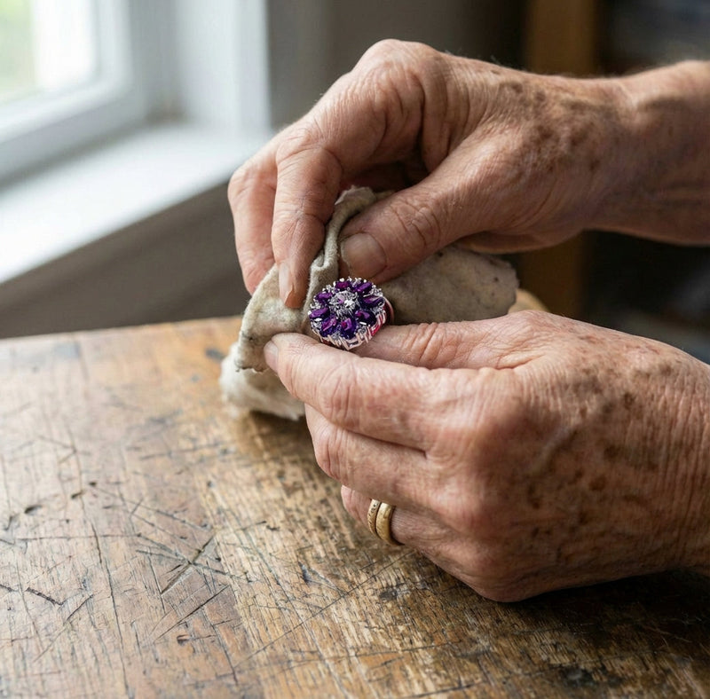Crystal Purple Stone Sun Flower Engagement Ring