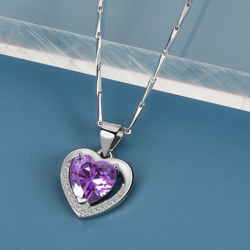 Elegant Amethyst Heart Necklace