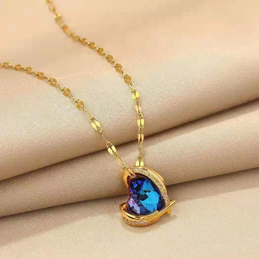 Elegant Blue Crystal Necklace