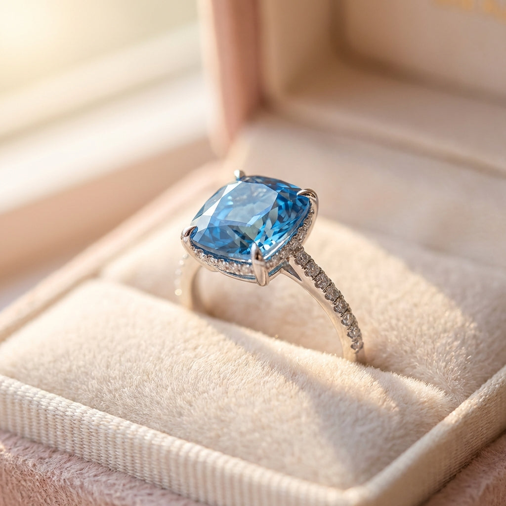 Elegant Blue Cz Ring