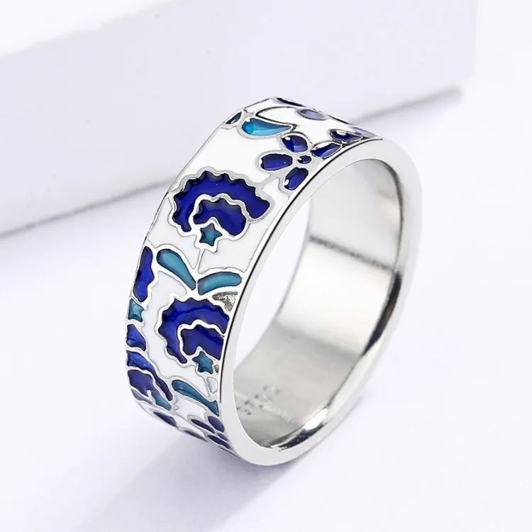 Elegant Blue Enamel Ring