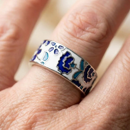 Elegant Blue Enamel Ring