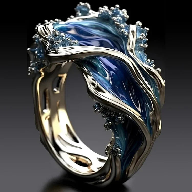 Elegant Blue Enamel Ring