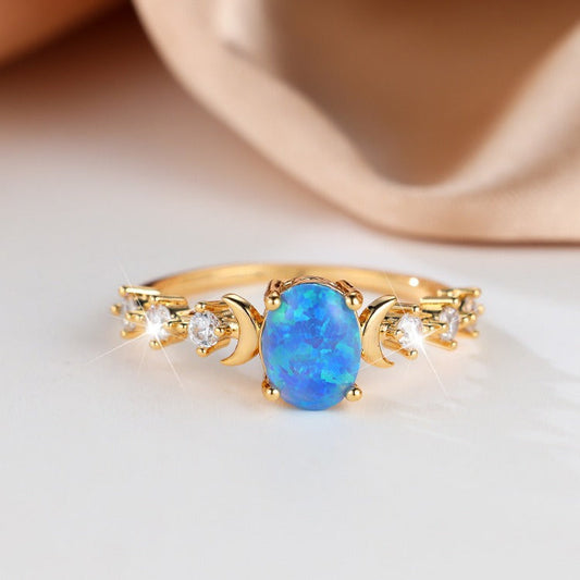 Elegant Blue Opal Ring