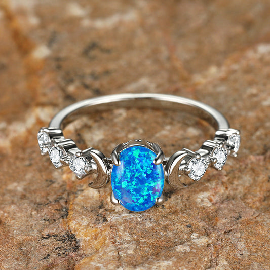 Elegant Blue Opal Ring