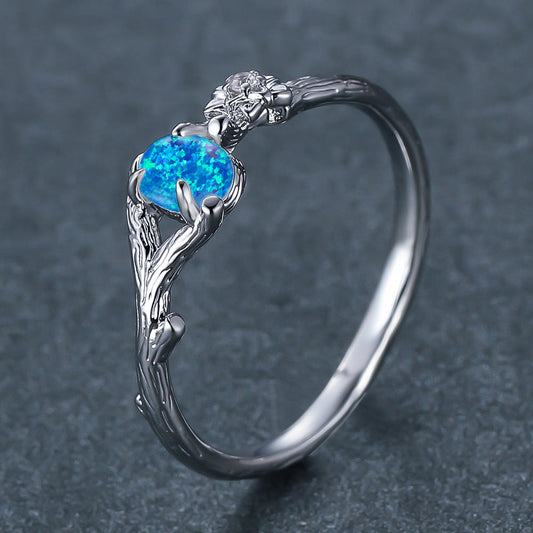Elegant Blue Opal Ring