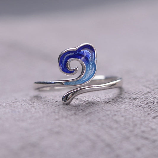 Elegant Blue Wave Ring