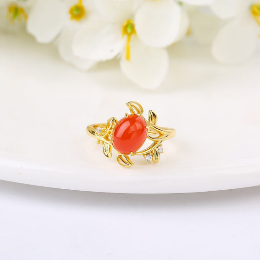 Elegant Coral Gold Ring