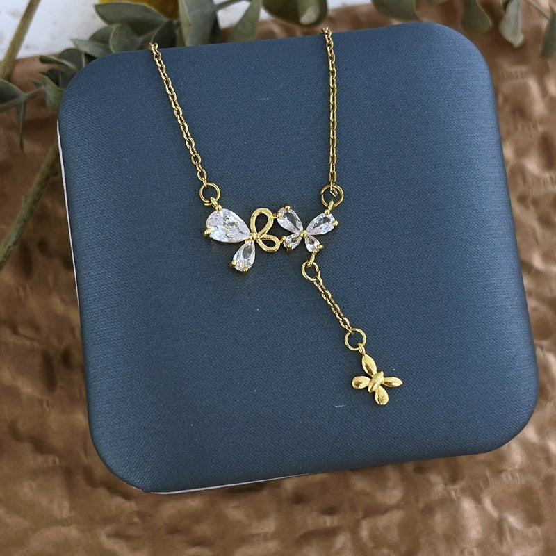 Elegant Crystal Bow Necklace