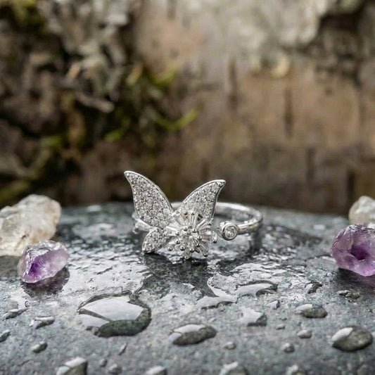 Elegant Crystal Butterfly Ring