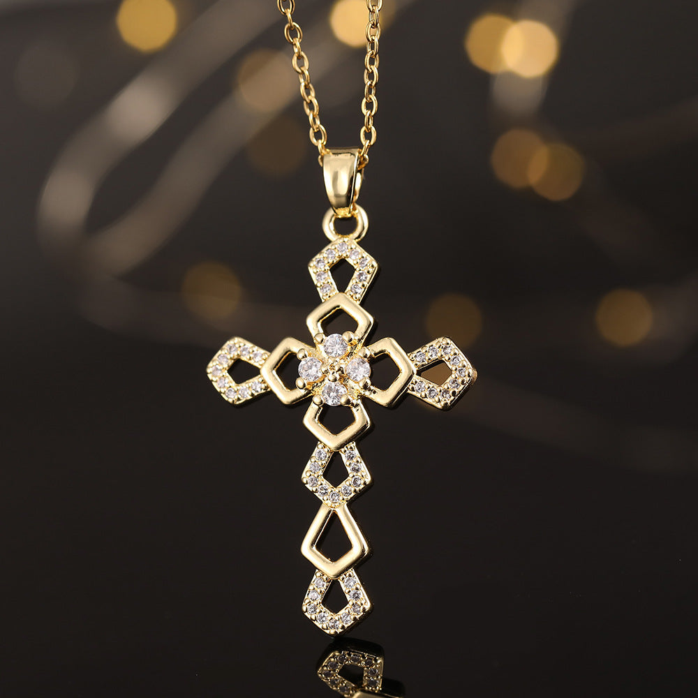 Elegant Crystal Cross Necklace