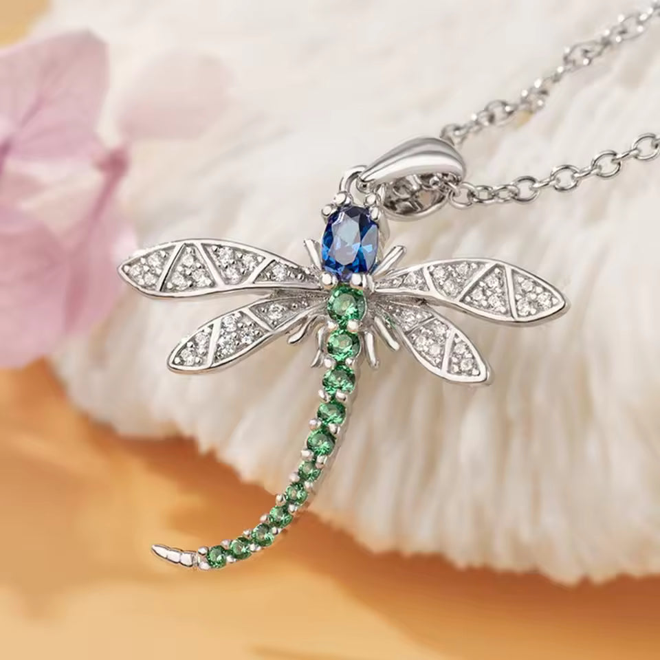 Elegant Crystal Dragonfly Necklace