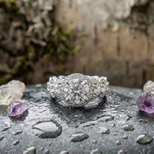 Elegant Crystal Engagement Ring