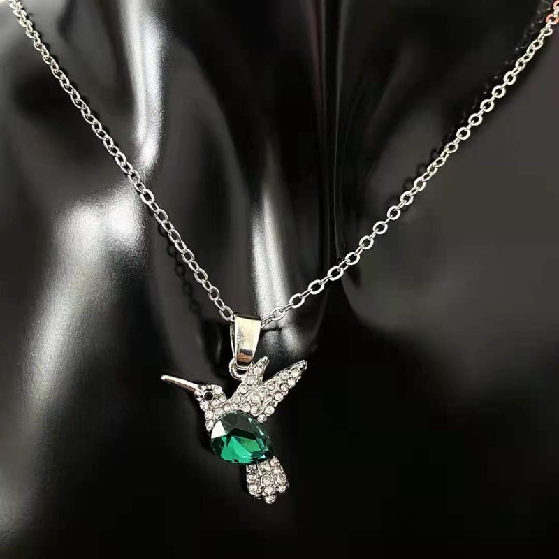 Elegant Emerald Hummingbird Necklace