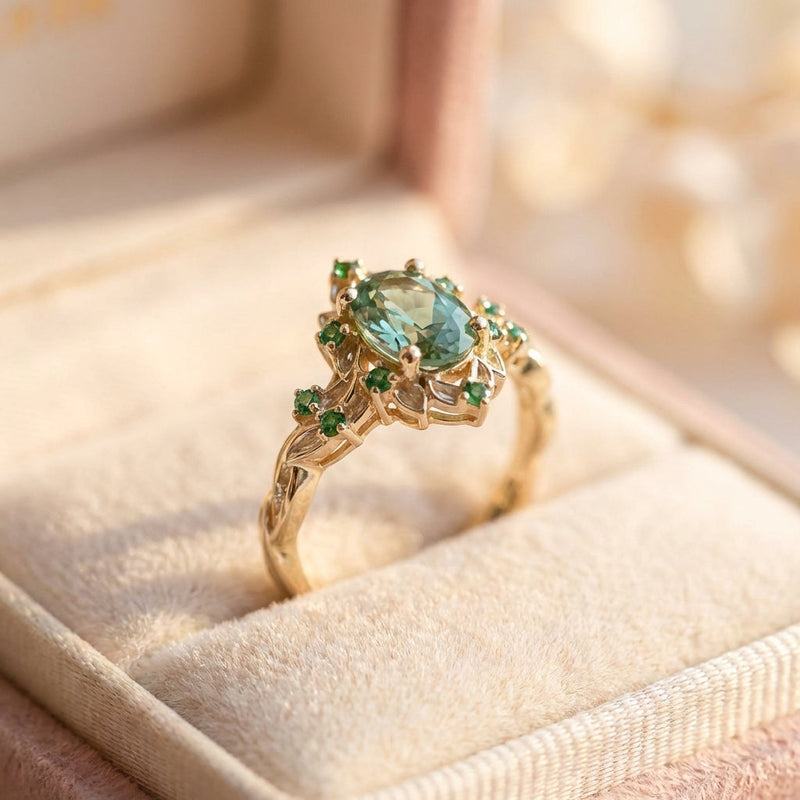 Elegant Green Spinel Ring