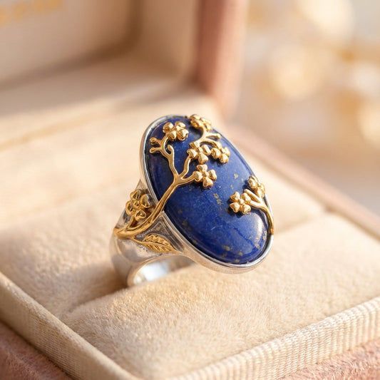 Elegant Lapis Floral Ring