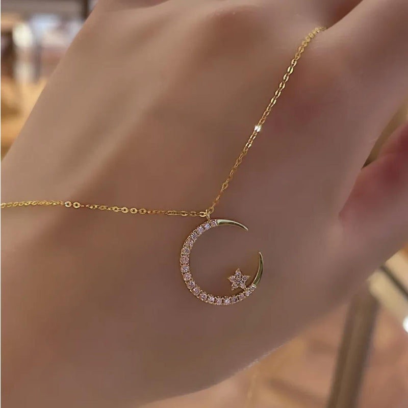 Elegant Moon Star Necklace
