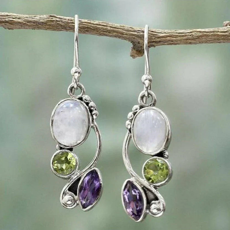 Elegant Moonstone Amethyst Earrings
