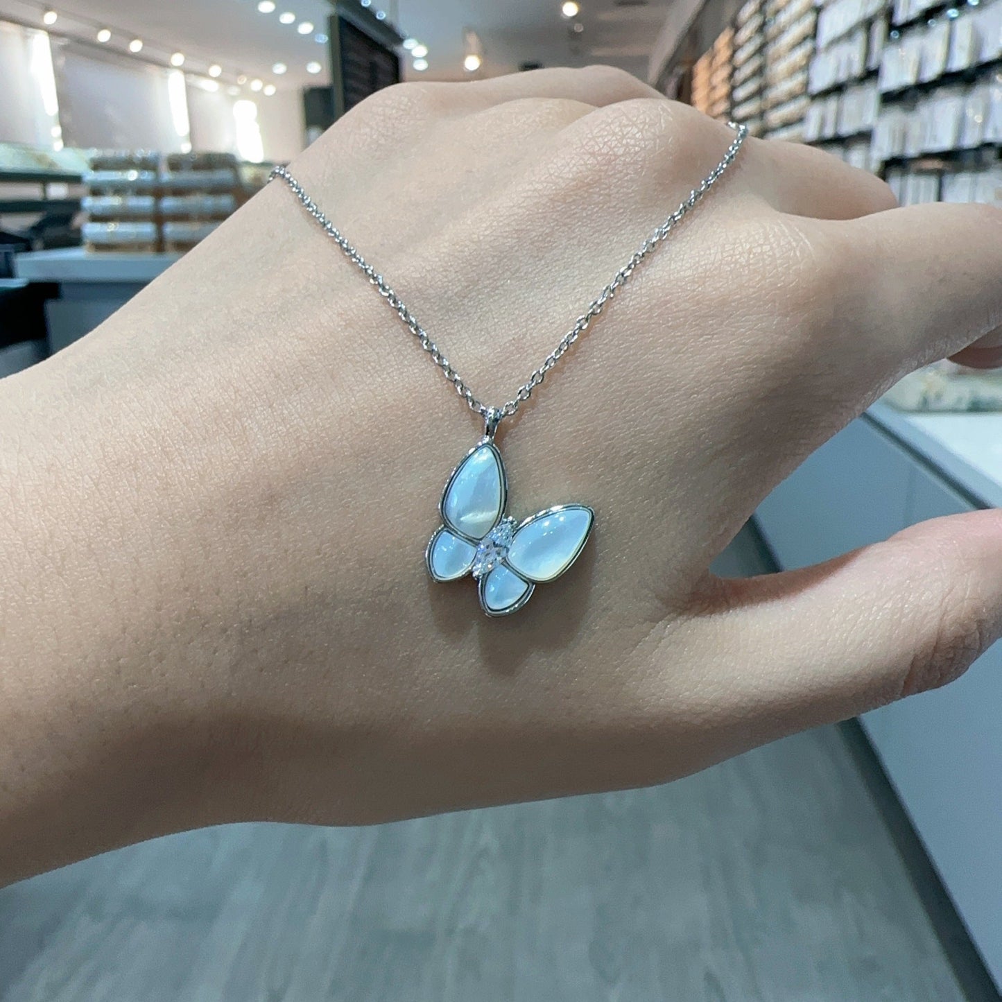 Elegant Moonstone Butterfly Necklace