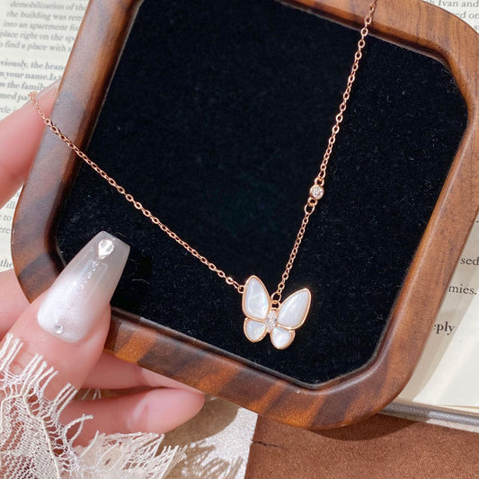 Elegant Moonstone Butterfly Necklace