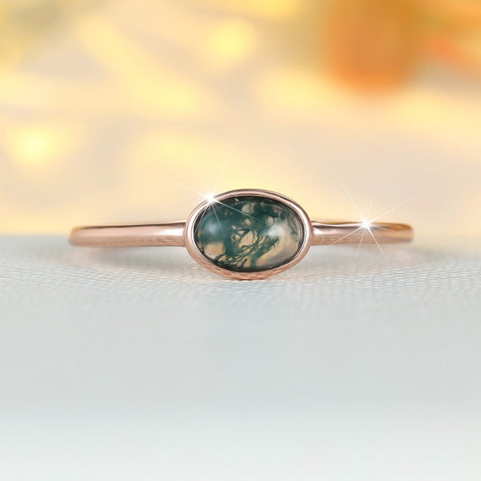Elegant Moss Agate Ring