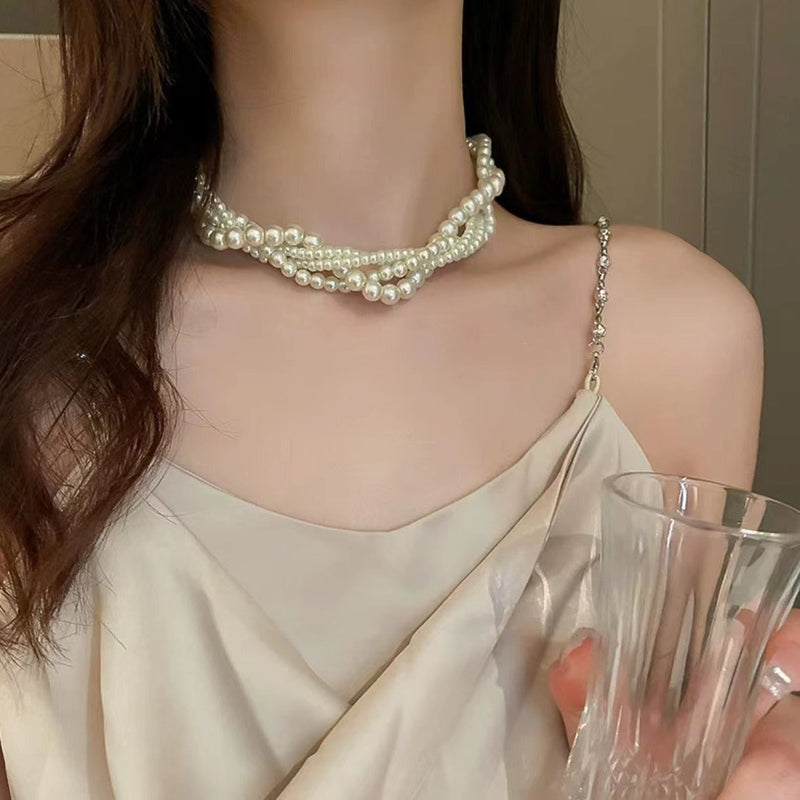 Elegant Multi Strand Pearl Choker