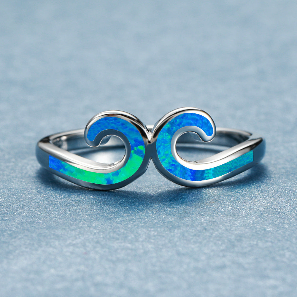 Elegant Opal Wave Ring