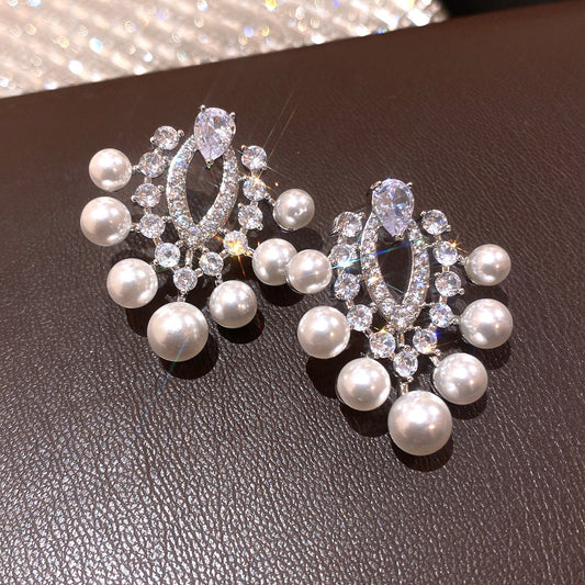 Elegant Pearl Crystal Earrings