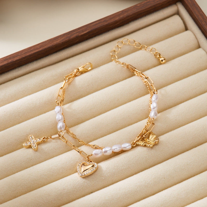 Elegant Pearl Gold Bracelet