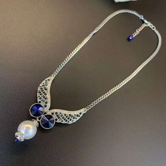 Elegant Pearl Sapphire Necklace