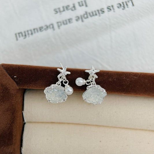 Elegant Pearl Starfish Earrings