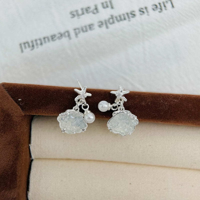 Elegant Pearl Starfish Earrings