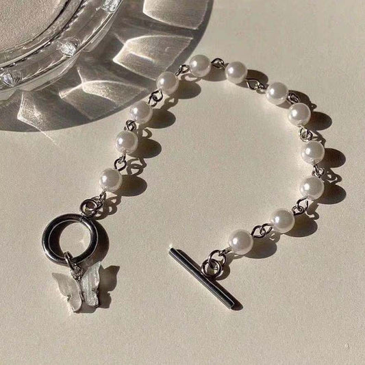 Elegant Pearl Toggle Butterfly