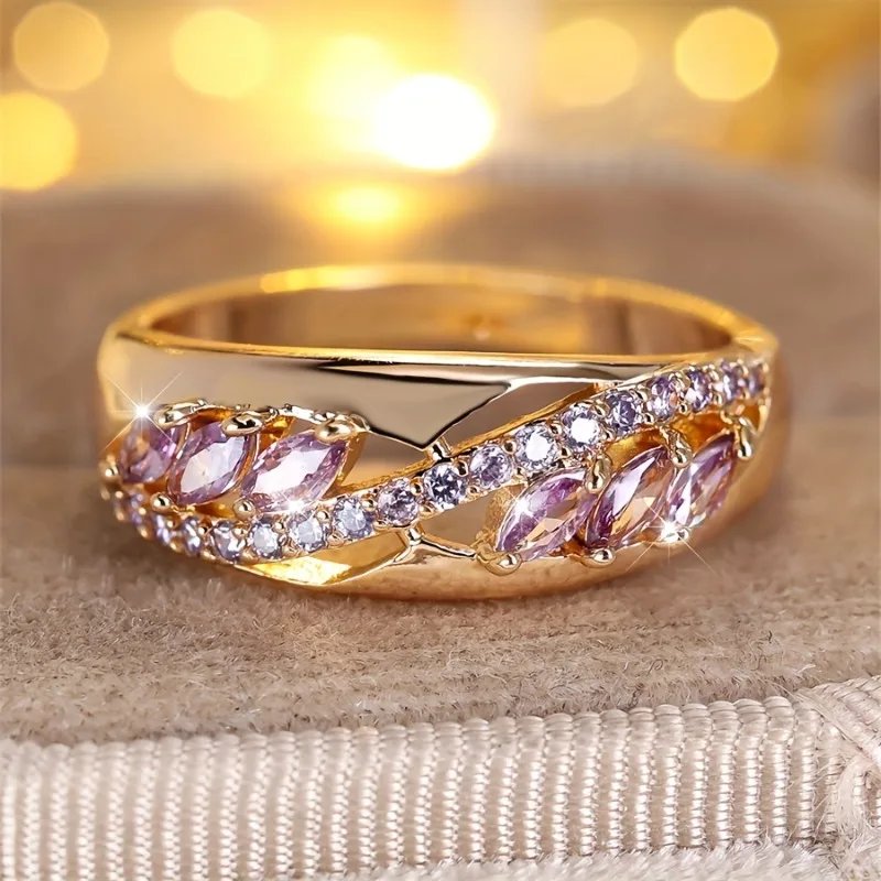 Elegant Purple Cubic Zirconia Ring