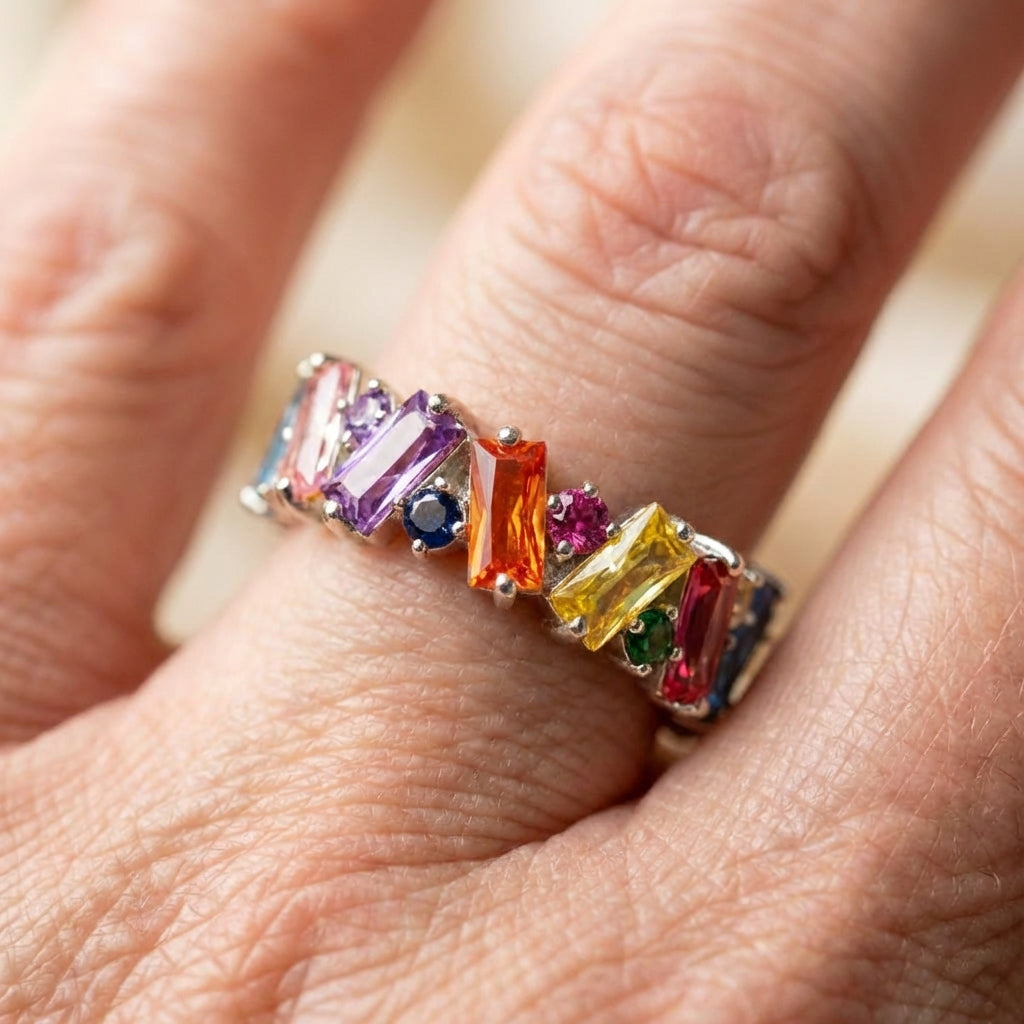 Rainbow Zircon Ring
