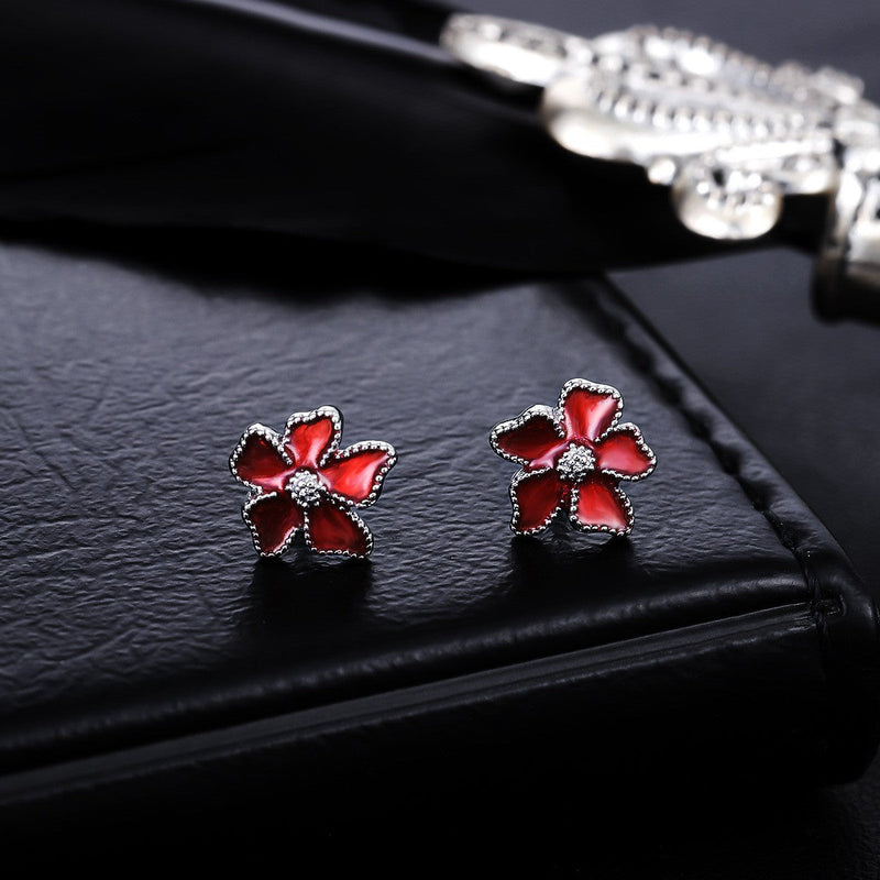 Elegant Red Flower Earrings
