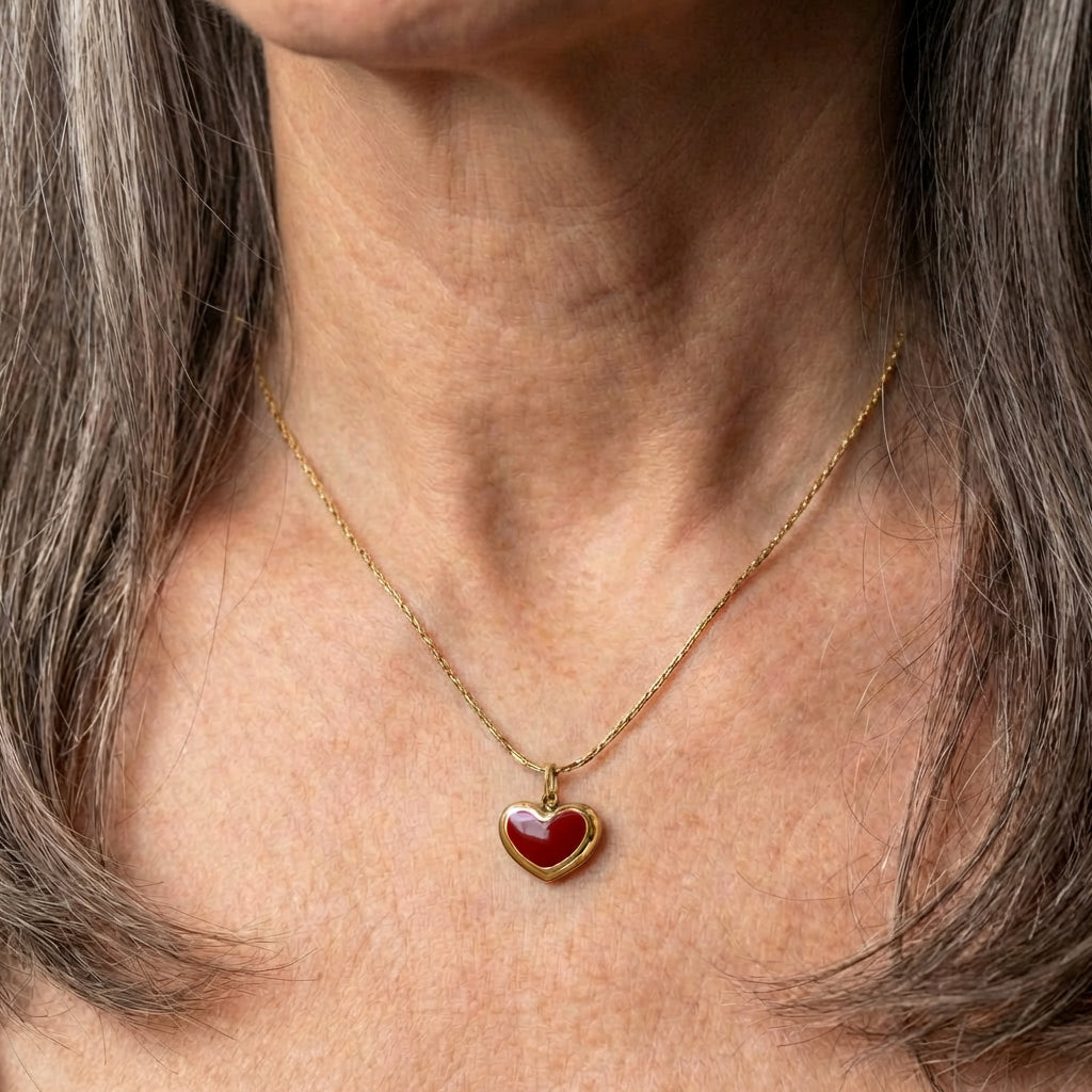 Red Heart Gold Necklace