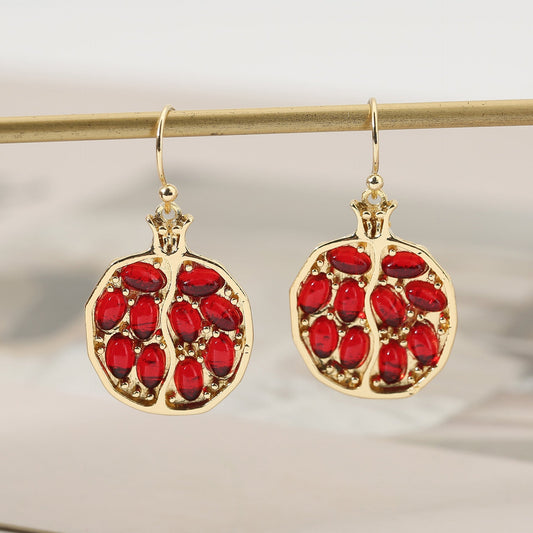 Elegant Ruby Pomegranate Earrings