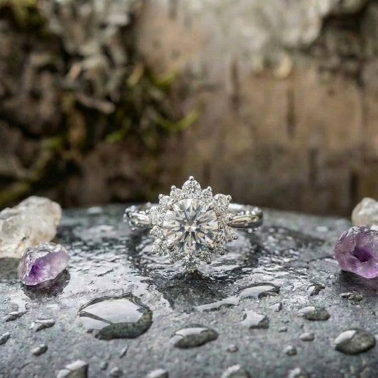 Elegant Snowflake Zircon Ring