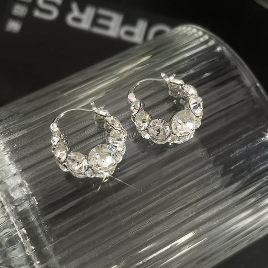 Elegant Sparkling Double Heart Dangle