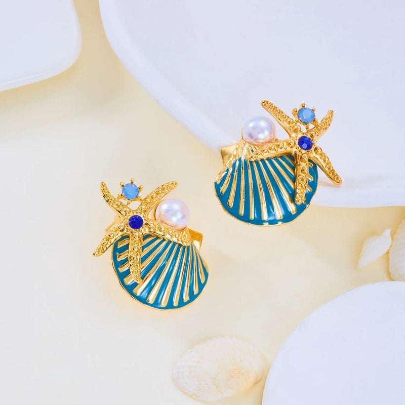 Elegant Starfish Shell Earrings